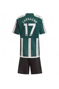 Fotbalové Dres Manchester United Alejandro Garnacho #17 Dětské Venkovní Oblečení 2023-24 Krátký Rukáv (+ trenýrky)